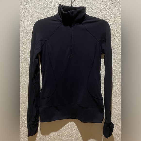 Lululemon Rush Hour 1/2 Zip Black Thumb Holes Size 4 - Picture 7 of 14
